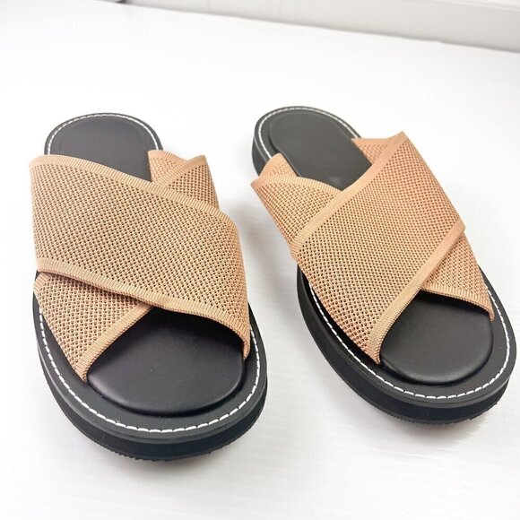 Everlane The ReKnit City Flatform Sandal Size 11 Tan Black - Picture 3 of 11